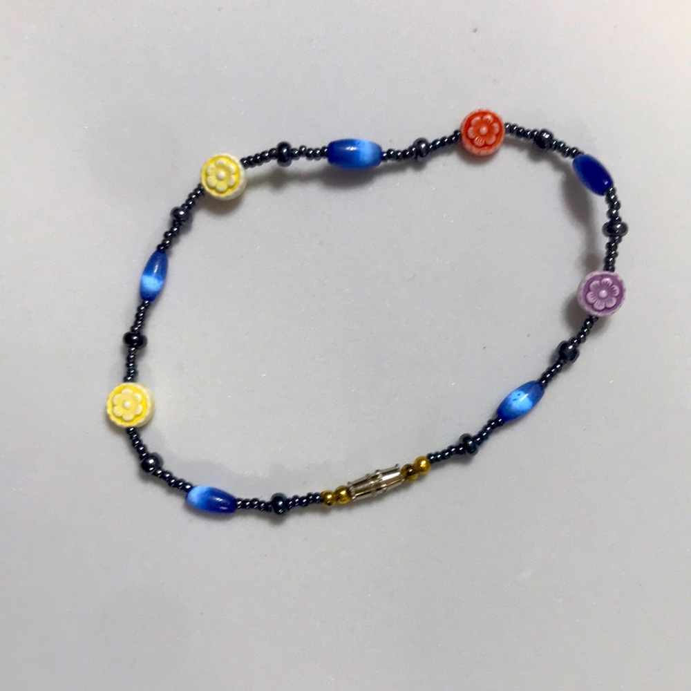 Coral and beaded anklet